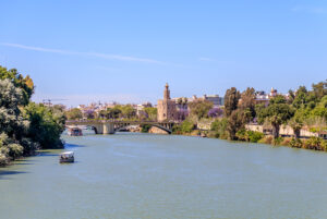 PAISAJE. PUENTE DE TRIANA, EN SEVILLA O DE ISABEL II