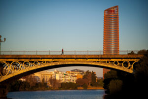 PAISAJE. PUENTE DE TRIANA, EN SEVILLA O DE ISABEL II